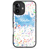 iPhone 16 Pro Max Personalised Rainbow Paint Splatter Black Impact Phone Case