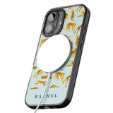 iPhone 16 Pro Max Personalised Tiger Pattern: Turquoise Blue Black Impact Phone Case