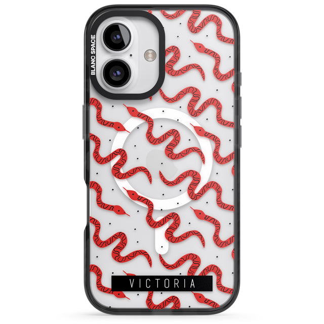 iPhone 16 Pro Max Personalised Snake Pattern Black Impact Phone Case