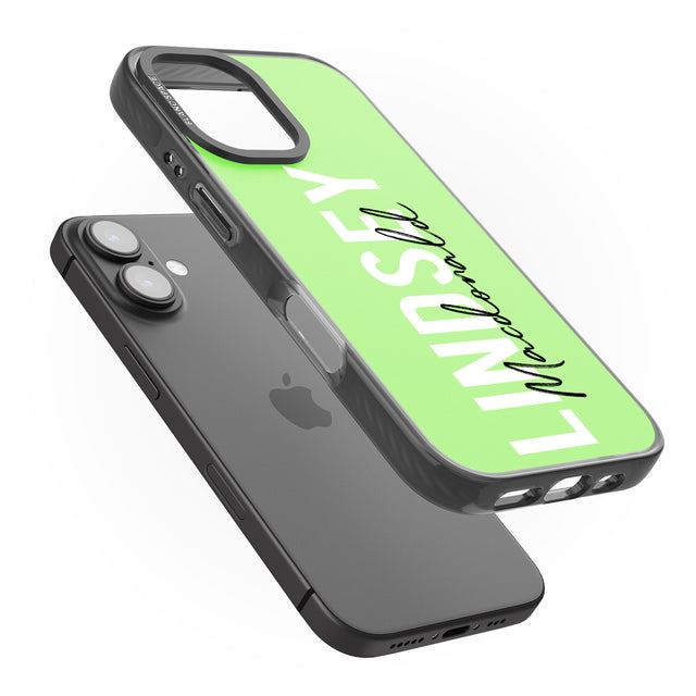 iPhone 16 Pro Max Personalised Bold Name: Lime Black Impact Phone Case