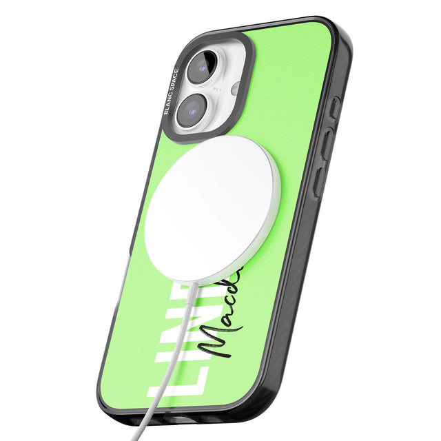 iPhone 16 Pro Max Personalised Bold Name: Lime Black Impact Phone Case