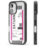 iPhone 16 Pro Max Personalised Saturn Space Travel Ticket Black Impact Phone Case