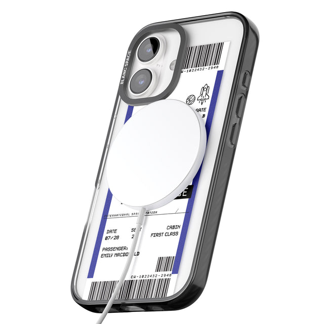 iPhone 16 Pro Max Personalised Mercury Space Travel Ticket Black Impact Phone Case