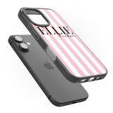 iPhone 16 Pro Max Personalised Pink Stripes Black Impact Phone Case