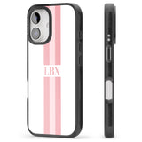 iPhone 16 Pro Max Personalised Minimal Pink Stripes Black Impact Phone Case