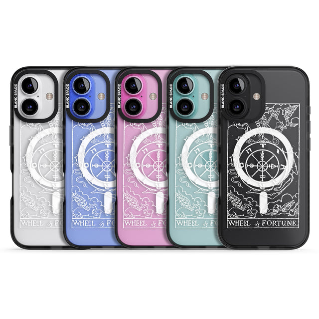 iPhone 16 Pro Max Personalised Wheel of Fortune Tarot Card - White Transparent Black Impact Phone Case