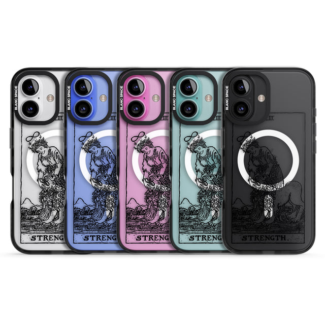 iPhone 16 Pro Max Personalised Strength Tarot Card - Transparent Black Impact Phone Case