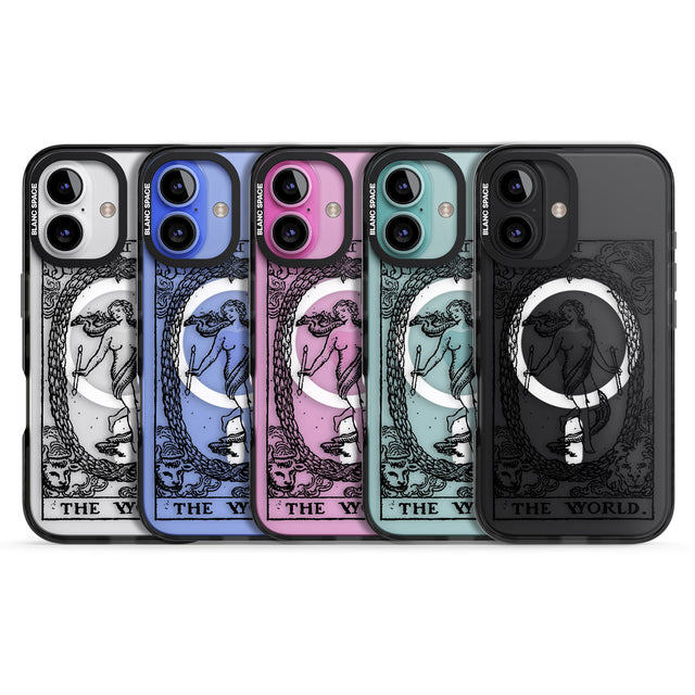 iPhone 16 Pro Max Personalised The World Tarot Card - Transparent Black Impact Phone Case