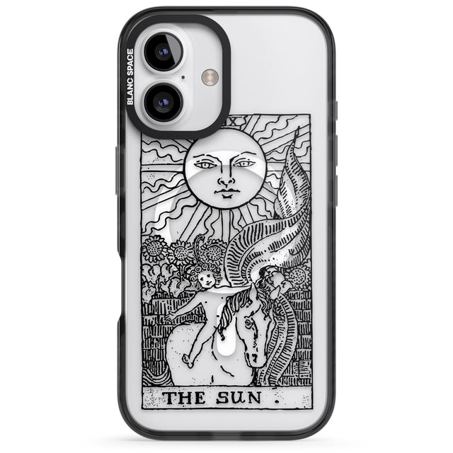 iPhone 16 Pro Max Personalised The Sun Tarot Card - Transparent Black Impact Phone Case