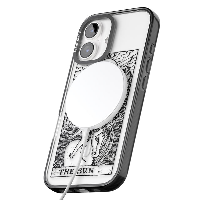 iPhone 16 Pro Max Personalised The Sun Tarot Card - Transparent Black Impact Phone Case