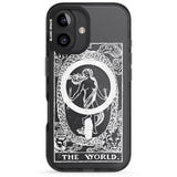 iPhone 16 Pro Max Personalised The World Tarot Card - White Transparent Black Impact Phone Case