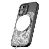 iPhone 16 Pro Max Personalised The World Tarot Card - White Transparent Black Impact Phone Case