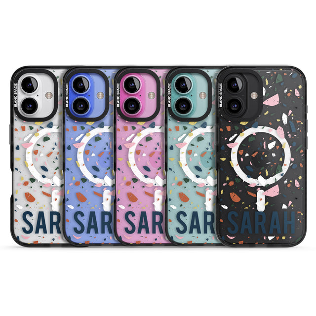 iPhone 16 Pro Max Personalised Terrazzo Black Impact Phone Case