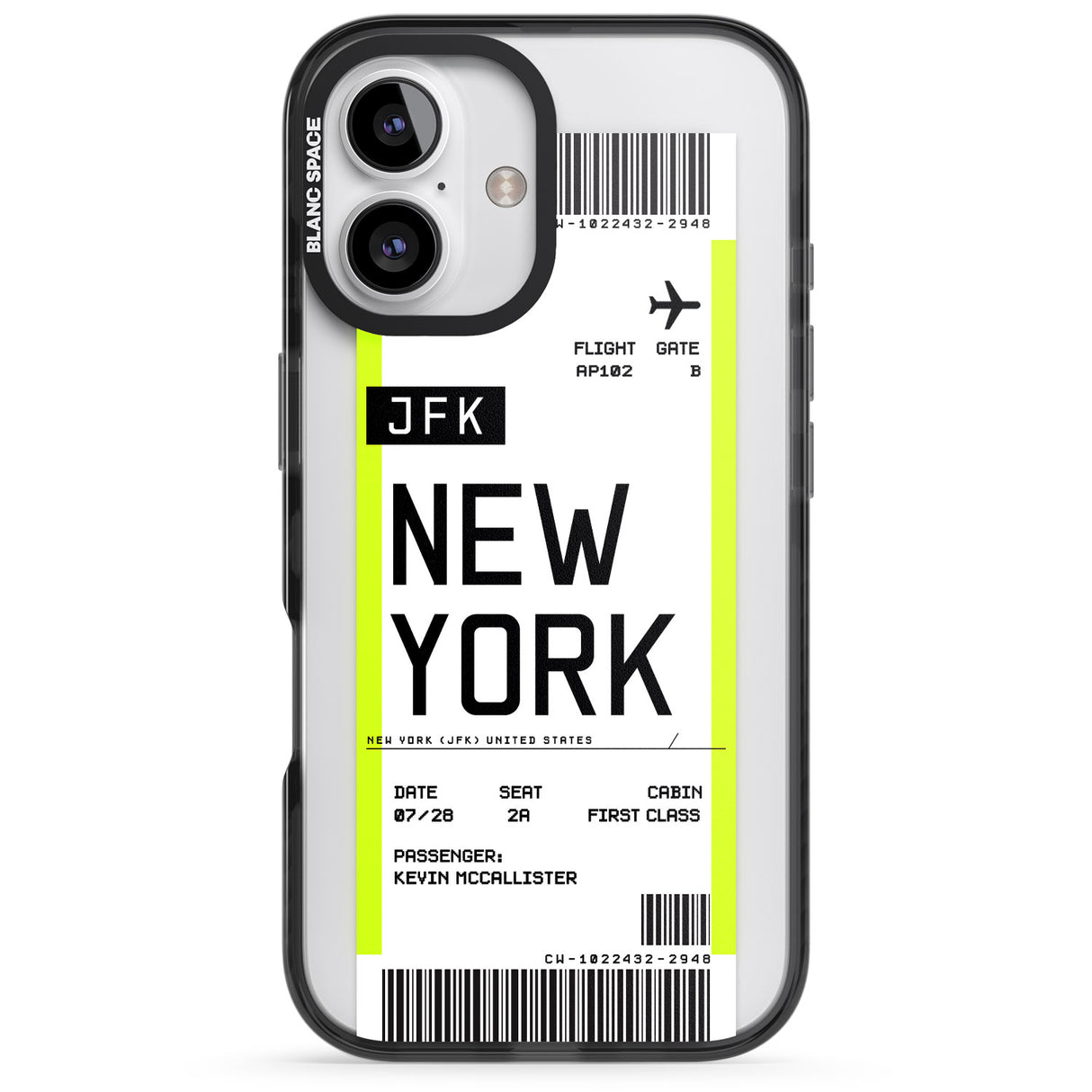 iPhone 16 Pro Max Personalised New York Boarding Pass Black Impact Phone Case