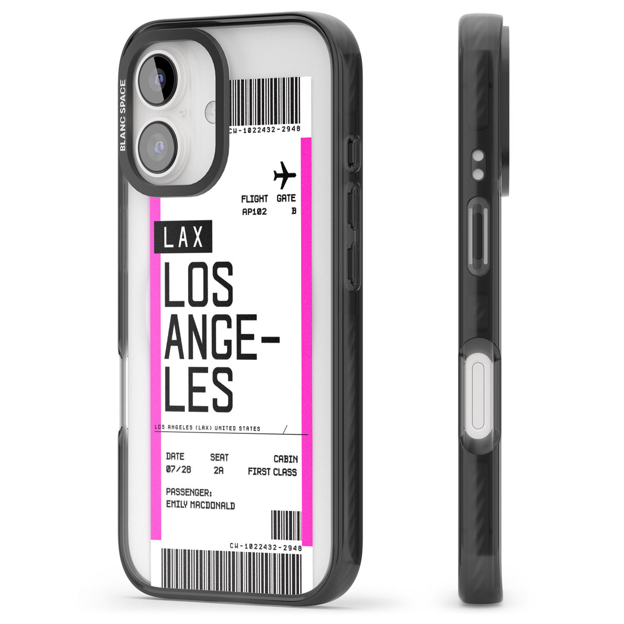 iPhone 16 Pro Max Personalised Los Angeles Boarding Pass Black Impact Phone Case