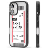 iPhone 16 Pro Max Personalised Amsterdam Boarding Pass Black Impact Phone Case