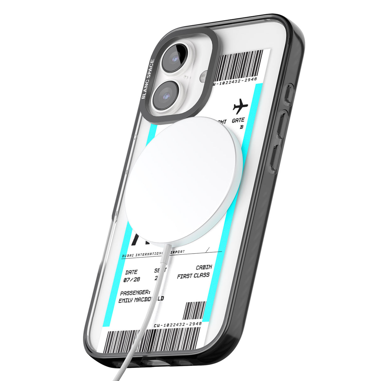 iPhone 16 Pro Max Personalised Dubai Boarding Pass Black Impact Phone Case