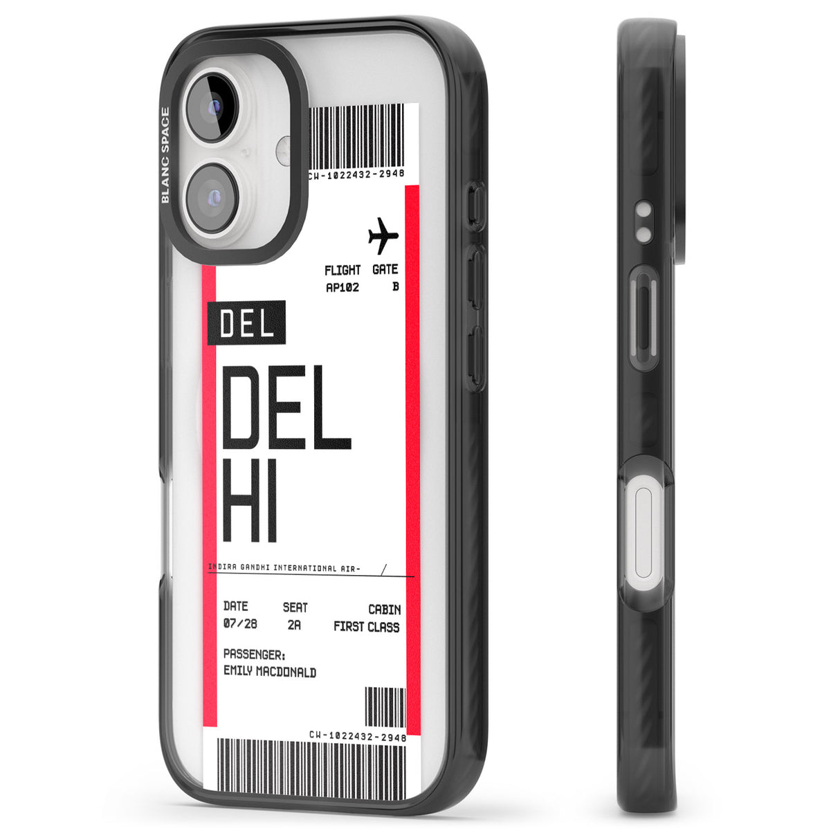 iPhone 16 Pro Max Personalised Delhi Boarding Pass Black Impact Phone Case