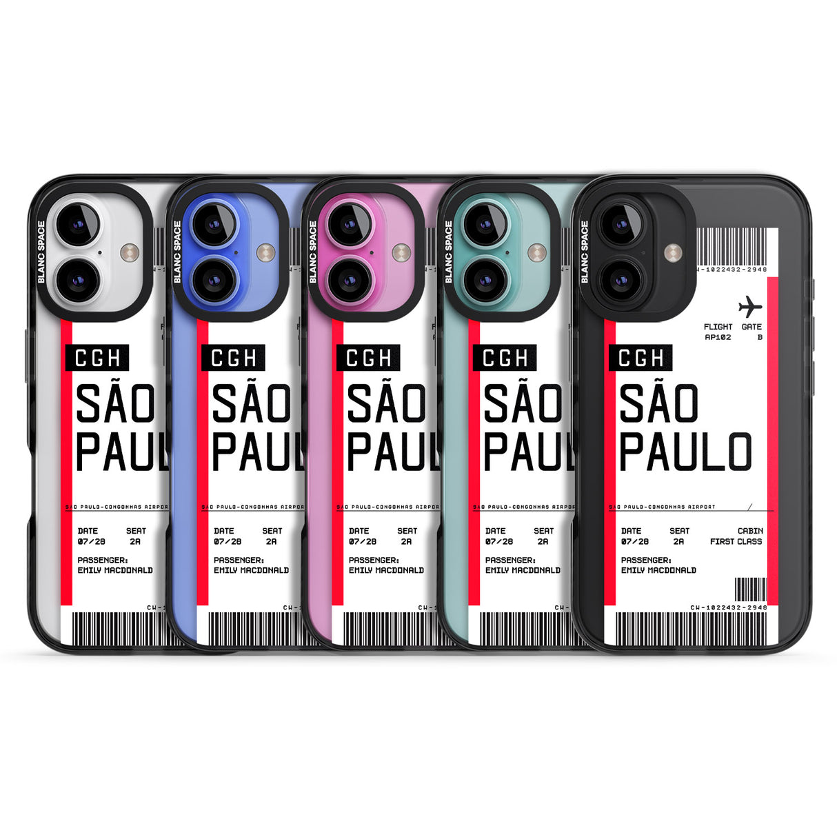 iPhone 16 Pro Max Personalised São Paulo Boarding Pass Black Impact Phone Case