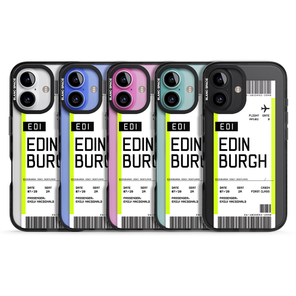 iPhone 16 Pro Max Personalised Edinburgh Boarding Pass Black Impact Phone Case