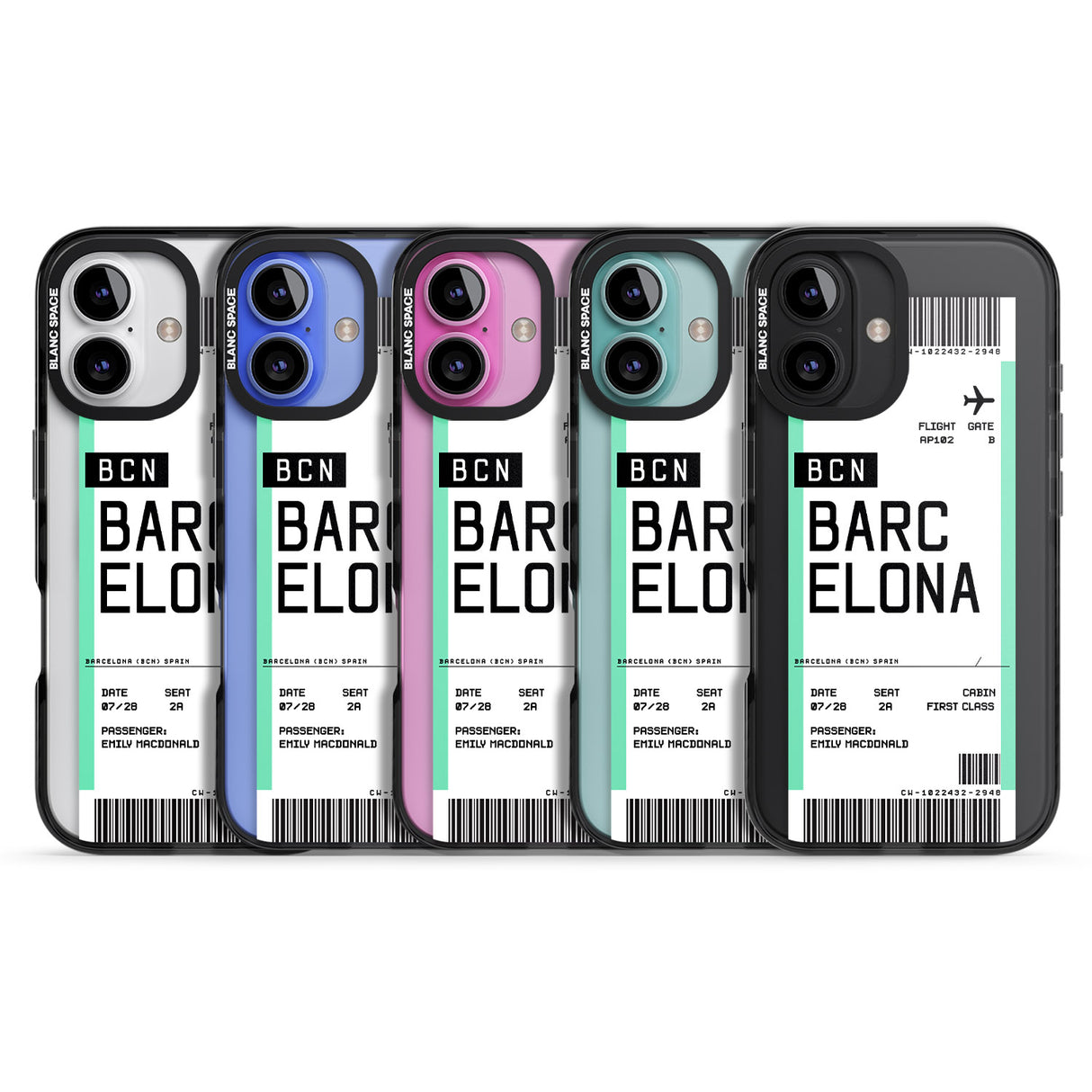 iPhone 16 Pro Max Personalised Barcelona Boarding Pass Black Impact Phone Case