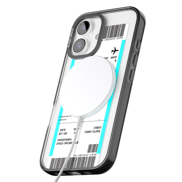 iPhone 16 Pro Max Personalised Rome Boarding Pass Black Impact Phone Case