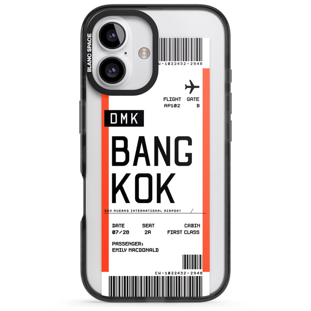 iPhone 16 Pro Max Personalised Bangkok Boarding Pass Black Impact Phone Case