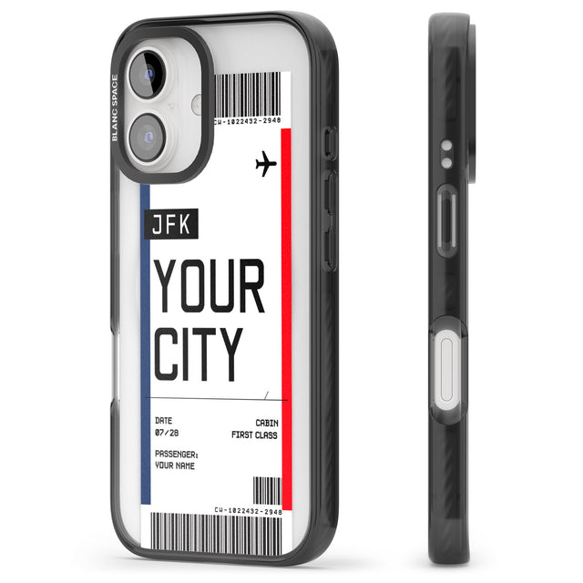 iPhone 16 Pro Max Personalised Create Your Own Boarding Pass Ticket Black Impact Phone Case