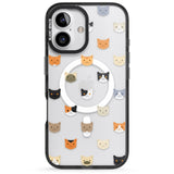 iPhone 16 Pro Max Cute Cat Face Transparent Black Impact Phone Case