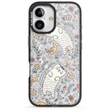 iPhone 16 Pro Max Sleeping Cat Pattern Black Impact Phone Case