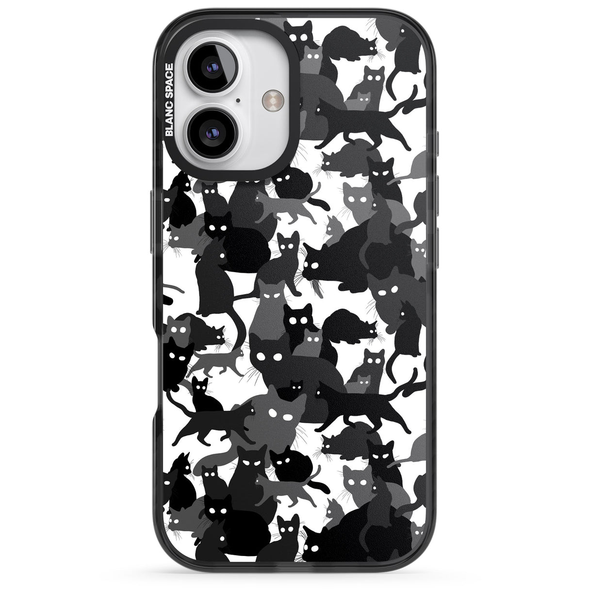 iPhone 16 Pro Max Black & White Cat Camouflage Black Impact Phone Case