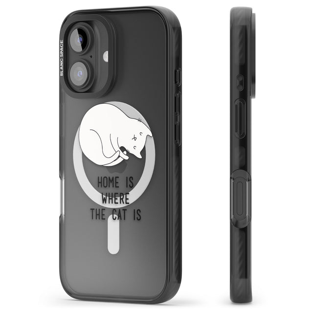 iPhone 16 Pro Max Home Is Where the Cat is Black Impact Phone Case