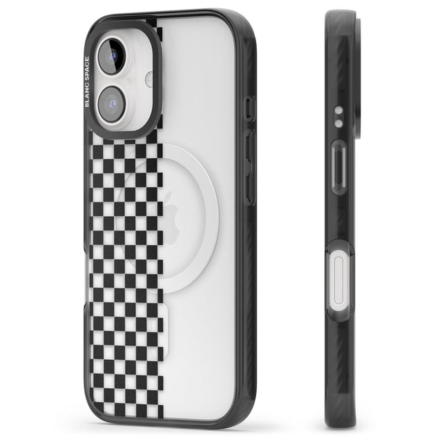 iPhone 16 Pro Max Checker: Half Black Check on Clear Black Impact Phone Case