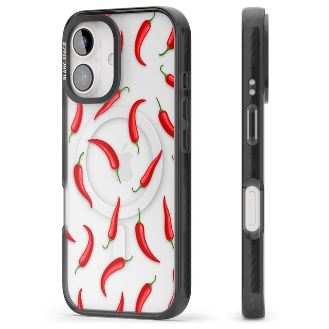 iPhone 16 Pro Max Chilli Pattern Black Impact Phone Case