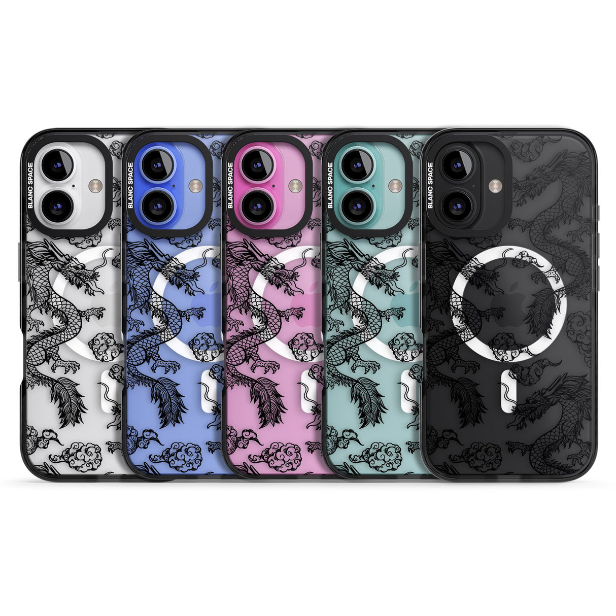 iPhone 16 Pro Max Black Dragon Pattern Black Impact Phone Case