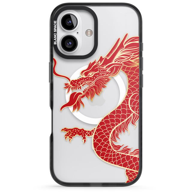 iPhone 16 Pro Max Large Red Dragon Black Impact Phone Case