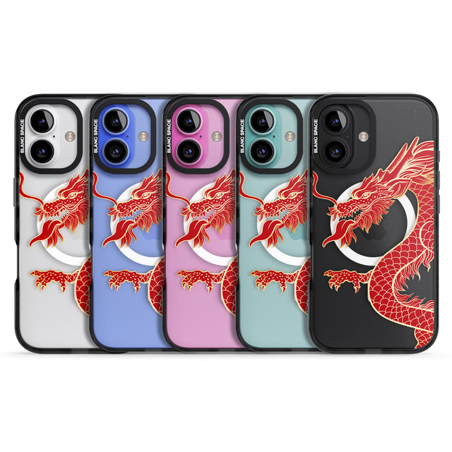 iPhone 16 Pro Max Large Red Dragon Black Impact Phone Case