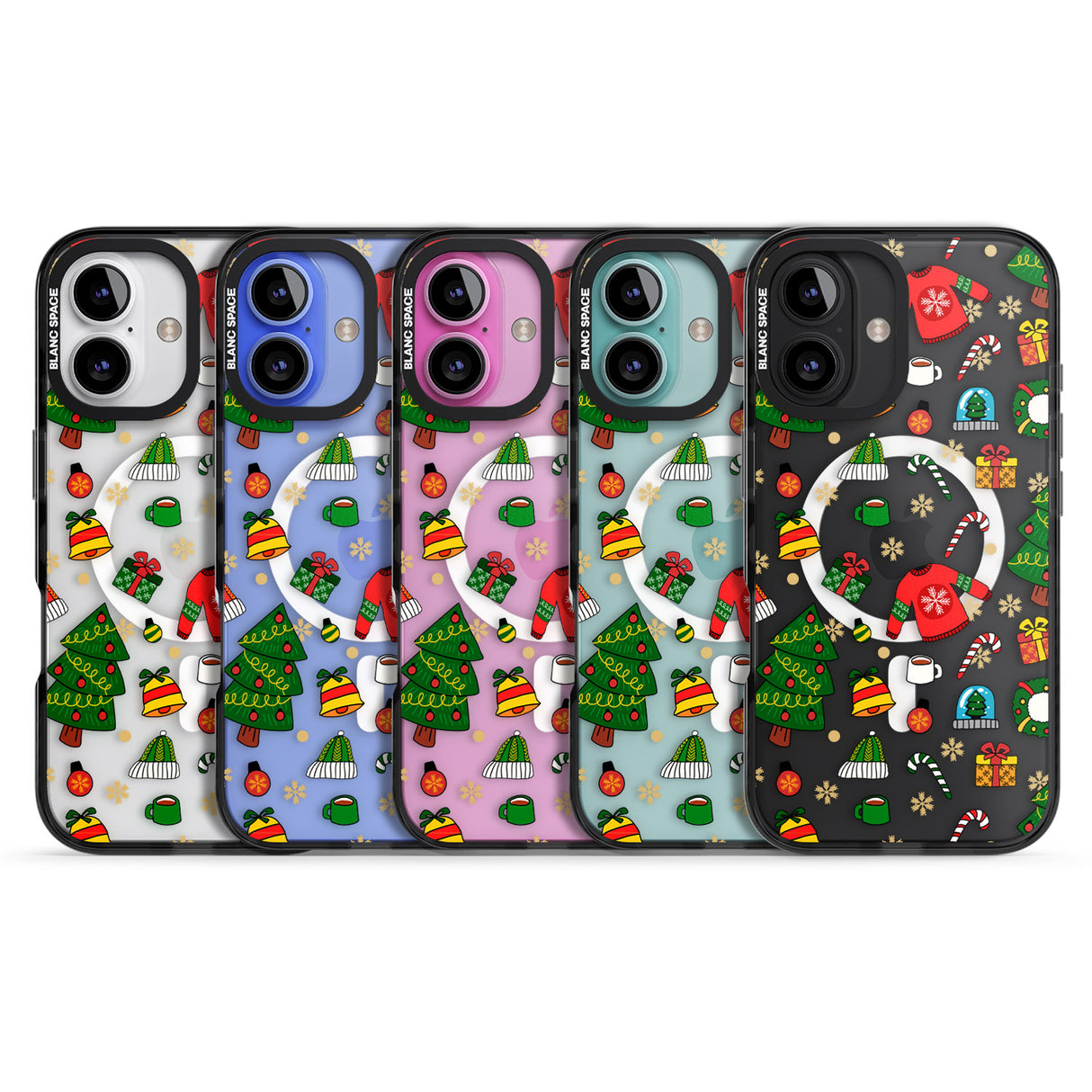 iPhone 16 Pro Max Christmas Mixture Pattern Black Impact Phone Case