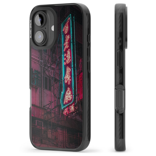 iPhone 16 Pro Max Large Kanji Sign - Neon Cities Photographs Black Impact Phone Case