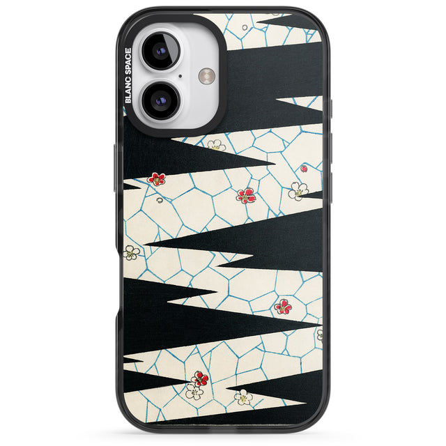 iPhone 16 Pro Max Japanese Flowers by Bijutsu Sekai Black Impact Phone Case