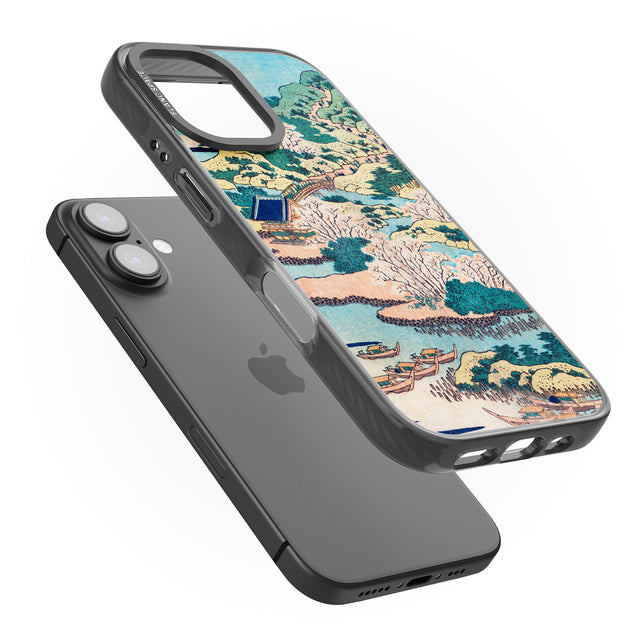 iPhone 16 Pro Max Coastal Community by Katsushika Hokusai Black Impact Phone Case