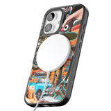 iPhone 16 Pro Max Vintage Collage: Road Trip Black Impact Phone Case