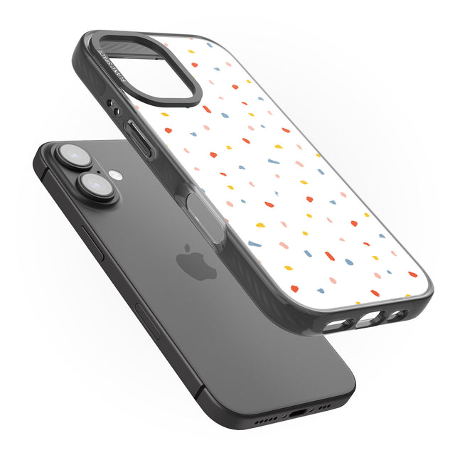 iPhone 16 Pro Max Confetti Print on Solid White Black Impact Phone Case