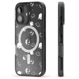 iPhone 16 Pro Max White Planets on Clear Black Impact Phone Case