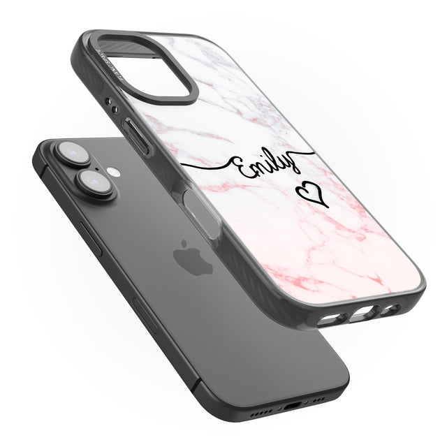 iPhone 16 Pro Max Pink Fade Marble Black Impact Phone Case