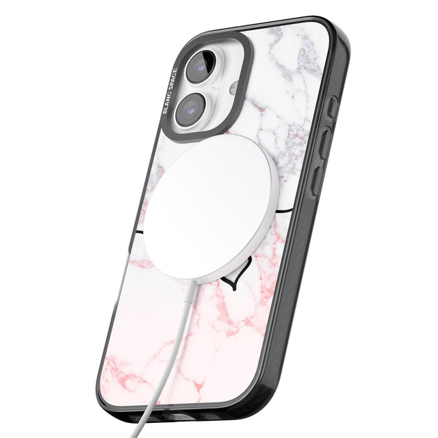 iPhone 16 Pro Max Pink Fade Marble Black Impact Phone Case