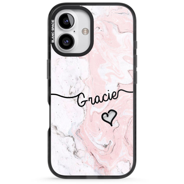 iPhone 16 Pro Max Pink Marble Black Impact Phone Case