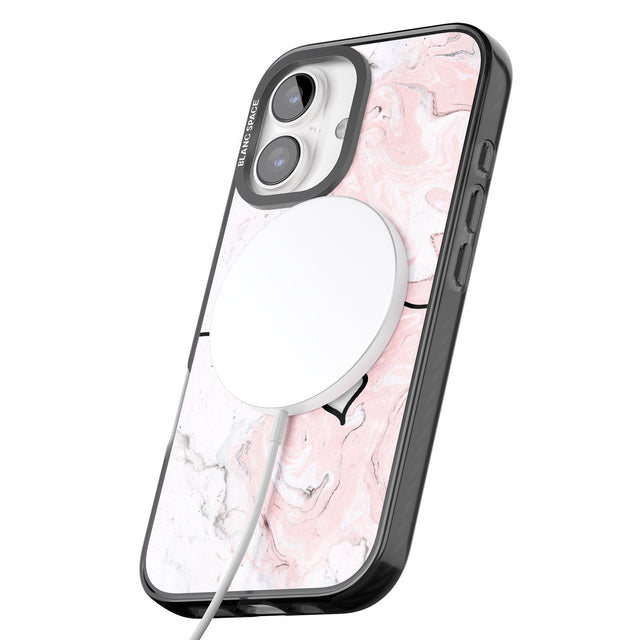 iPhone 16 Pro Max Pink Marble Black Impact Phone Case