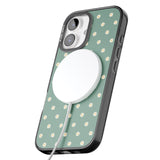 iPhone 16 Pro Max Daisy Pattern Teal Cute Floral Black Impact Phone Case