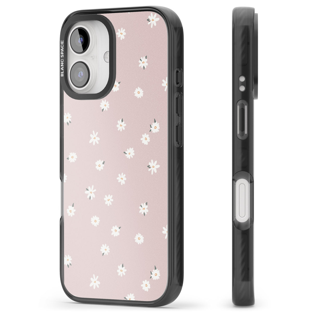 iPhone 16 Pro Max Painted Daises on Pink Black Impact Phone Case